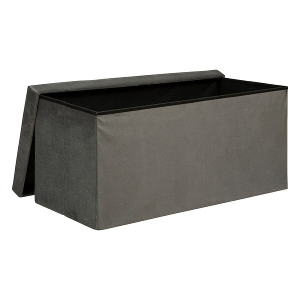 Taburet pliabil Atmosphera Lilou cu spatiu depozitare 80L, 76x38x38 cm, gri