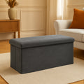 Taburet pliabil Atmosphera Lilou cu spatiu depozitare 80L, 76x38x38 cm, gri