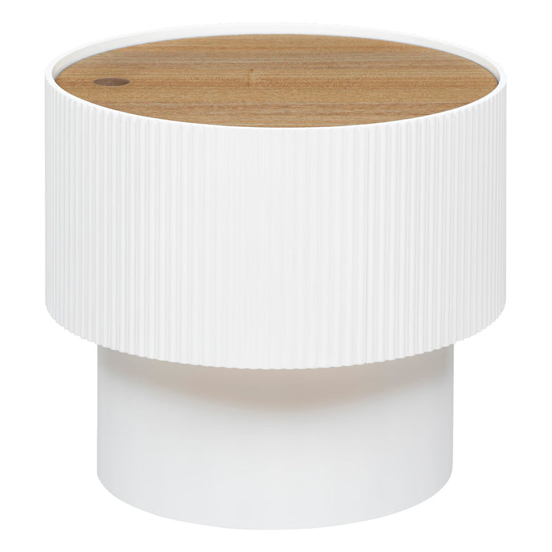 Masuta cafea Atmosphera Enola cu spatiu depozitare, MDF, 39x35 cm, alb
