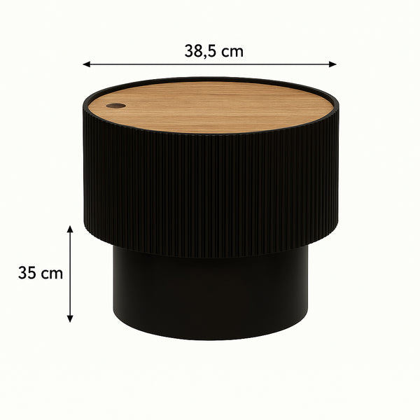 Masuta cafea Atmosphera Enola cu spatiu depozitare, MDF, 39x35 cm, negru