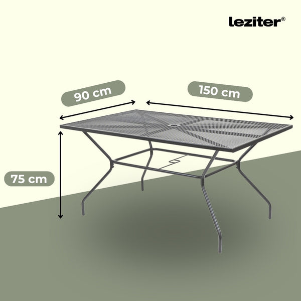 Leziter Masă de grădină din plasă metalică Melfi 150x90x75 cm antracit