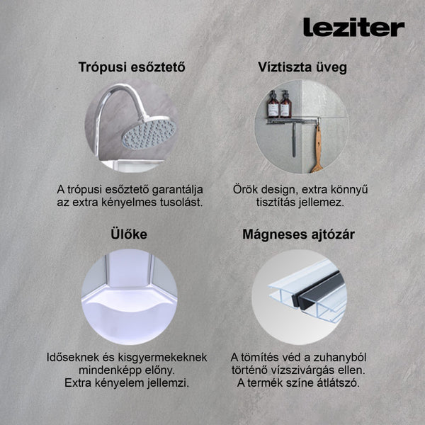 Leziter Cabină de duș Karolino 90 neagră cu tavă adâncă