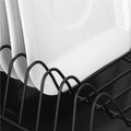 Uscator de vase metalic cu tava detasabila si suport tacamuri, 38x24x13 cm, negru