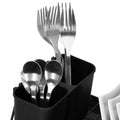 Uscator de vase metalic cu tava detasabila si suport tacamuri, 38x24x13 cm, negru