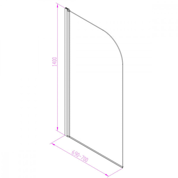 Leziter Paravan de baie Eva 70x140 cm Negru