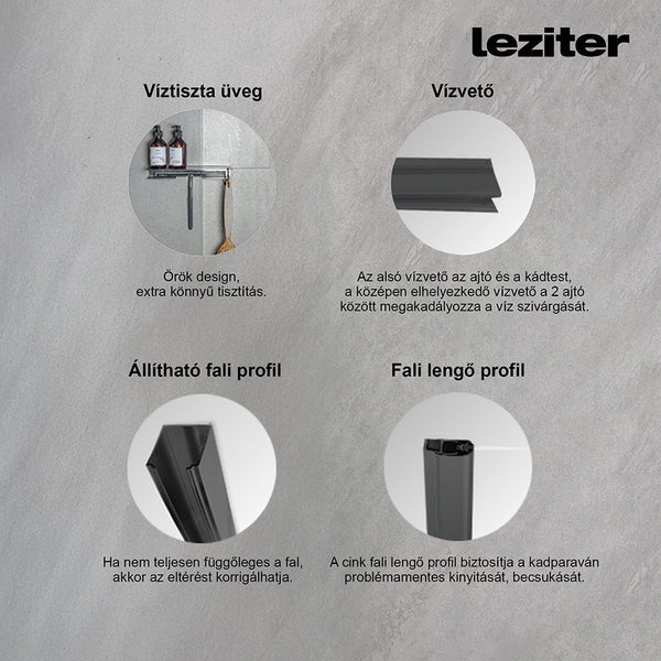 Leziter Paravan de baie Eva 70x140 cm Negru