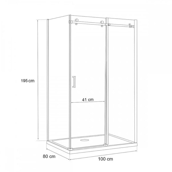 Leziter Bold-in 80x100 cm cabină de duș asimetrică fără tavă de duș negru