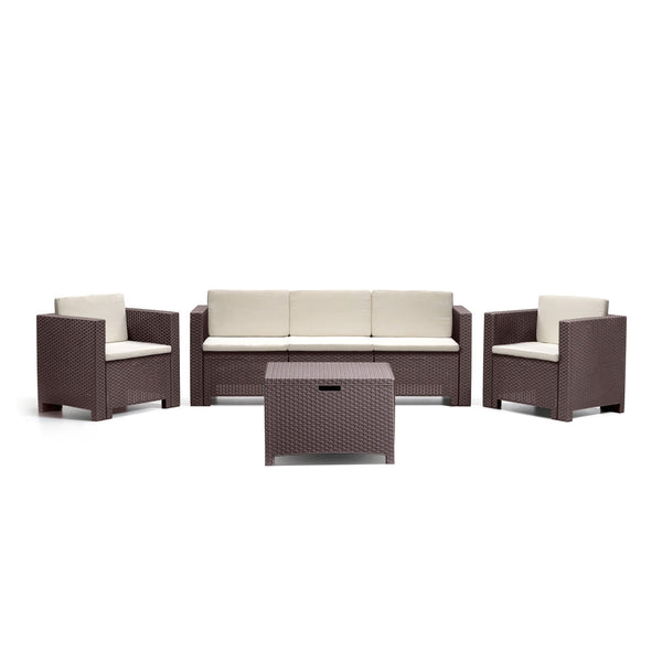 Leziter Set mobilier de grădină City cu 5 locuri, maro