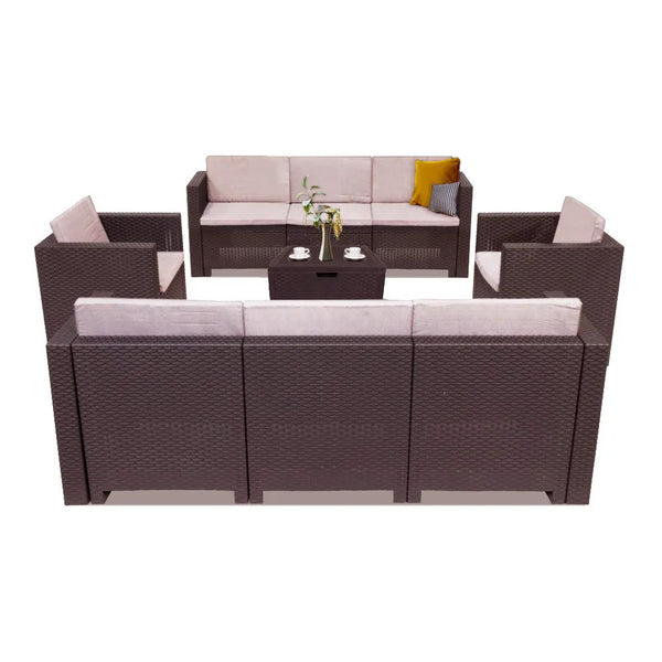 Leziter City Large 8 seater set de mobilier de grădină maro
