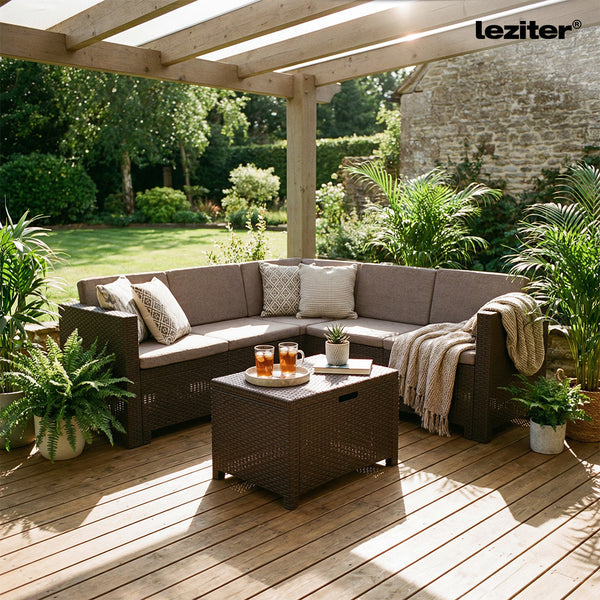 Leziter City colț mobilier de grădină set maro