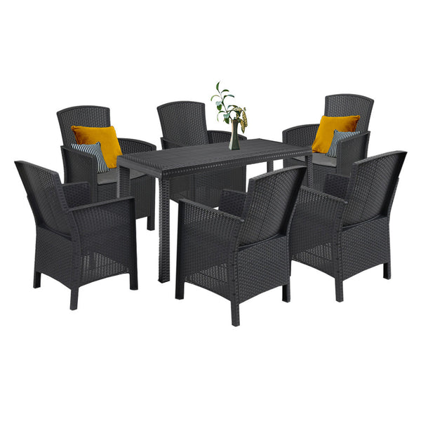 Leziter Set mobilier de grădină Hellma 6+1, grafit