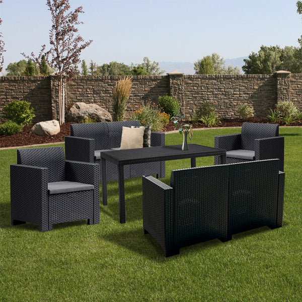 Leziter Set mobilier de grădină Nero IV Big cu 6 locuri, grafit
