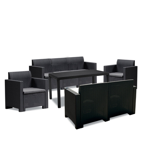 Leziter Set de mobilier de grădină Nero IV Large cu 7 locuri, grafit