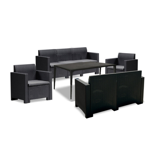 Leziter Set de mobilier de grădină Nero III Large cu 7 locuri, grafit