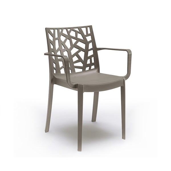 Leziter Scaun de grădină Trinity din plastic cu cotiere cappuccino