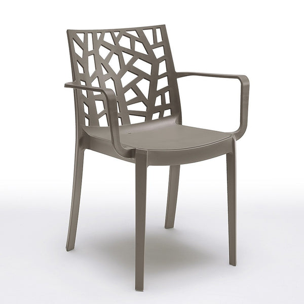 Leziter Scaun de grădină Trinity din plastic cu cotiere cappuccino