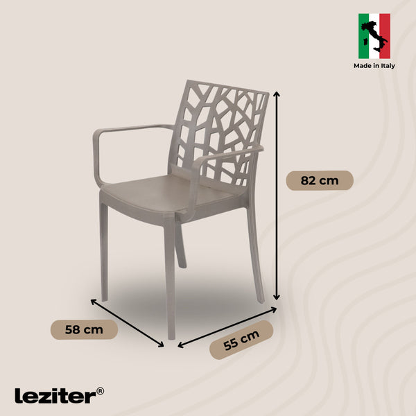 Leziter Scaun de grădină Trinity din plastic cu cotiere cappuccino