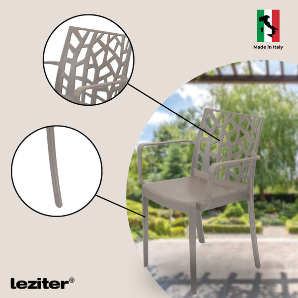 Leziter Scaun de grădină Trinity din plastic cu cotiere cappuccino