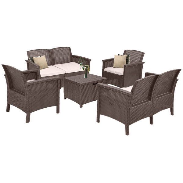 Leziter Set de mobilier de grădină Venus Big cu 6 locuri, maro