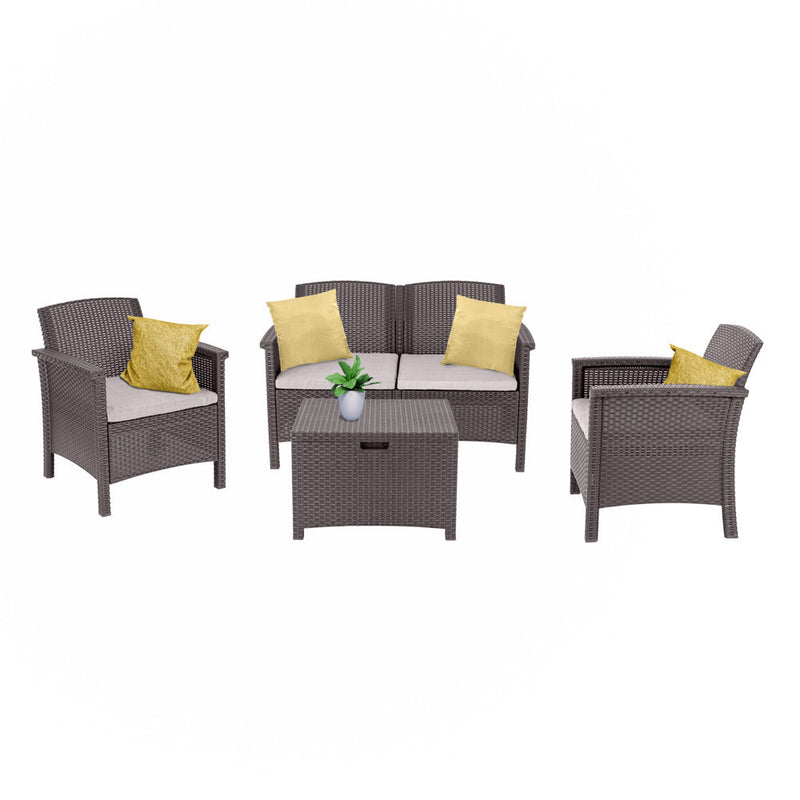 Leziter Set de mobilier de grădină Venus cu 4 locuri, culoare cappuccino