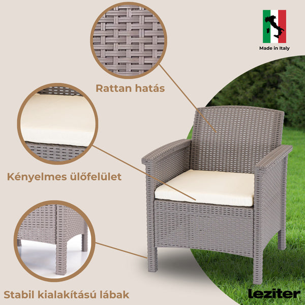 Leziter Set de mobilier de grădină Venus cu 4 locuri, culoare cappuccino
