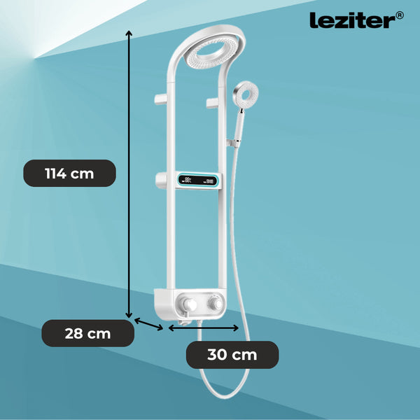 Leziter Set de duș digital Tropic cu baterie termostatică, alb