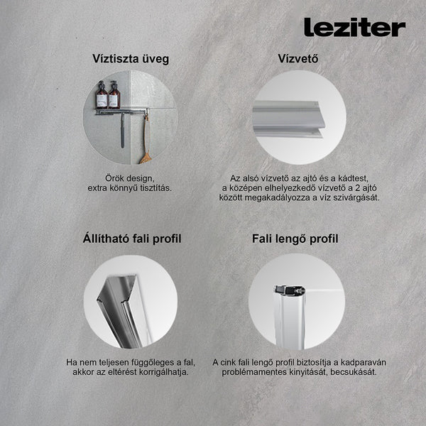Leziter Paravan de baie Eva 70x140 cm