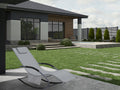 Leagan tip sezlong pentru gradina 148x63x87 cm, structura otel, textilen, design ergonomic, gri deschis