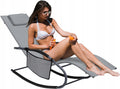 Leagan tip sezlong pentru gradina 148x63x87 cm, structura otel, textilen, design ergonomic, gri deschis