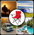 Scaun pliabil camping sau pescuit Sersimo, suport pahar, rosu
