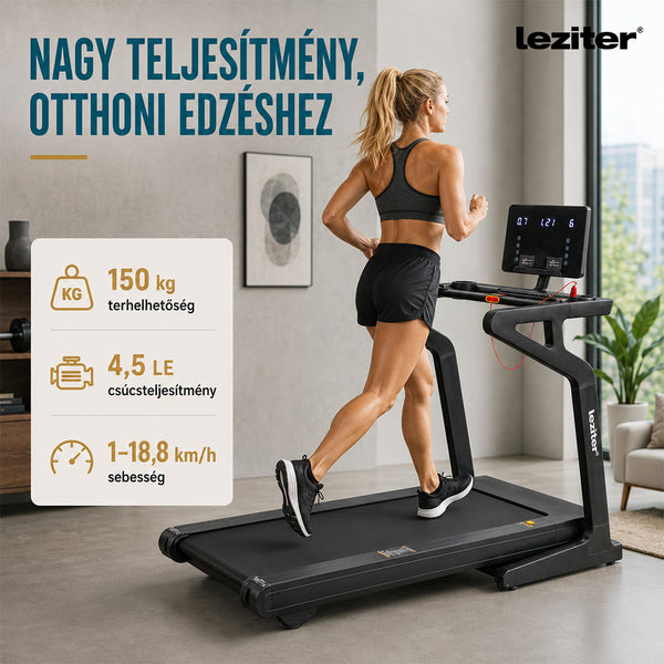 Leziter Banda de alergare cu afișaj LED Aeorun, 150 kg, 4,5 LE, 18,8 Km/h, 12 programe, unghi de înclinare 0-15 la sută