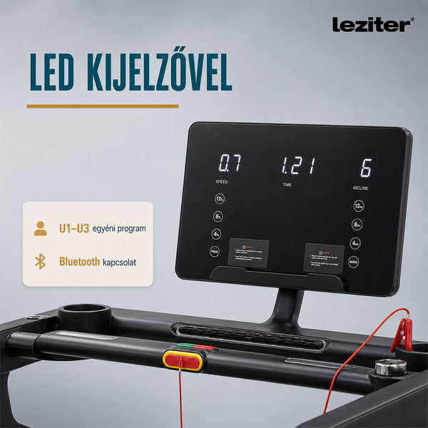 Leziter Banda de alergare cu afișaj LED Aeorun, 150 kg, 4,5 LE, 18,8 Km/h, 12 programe, unghi de înclinare 0-15 la sută