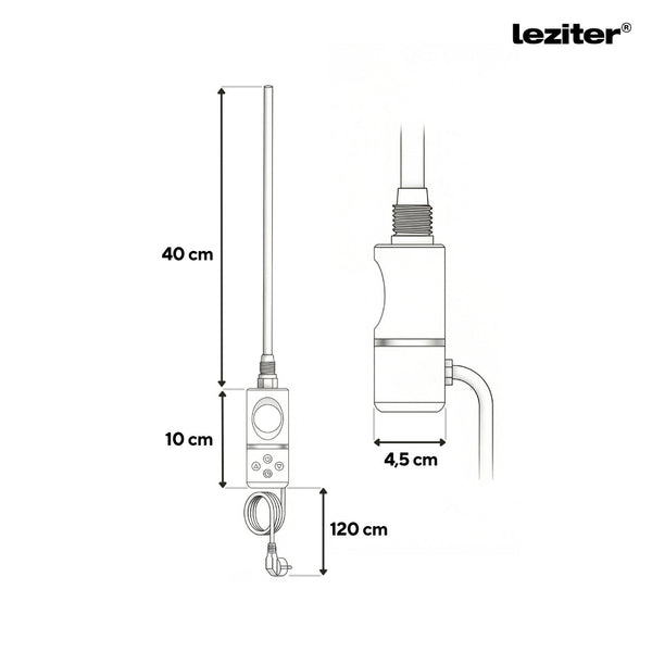 Leziter Uscător de prosoape cu cartuș de încălzire electrică pentru radiator cu termostat digital 400W negru