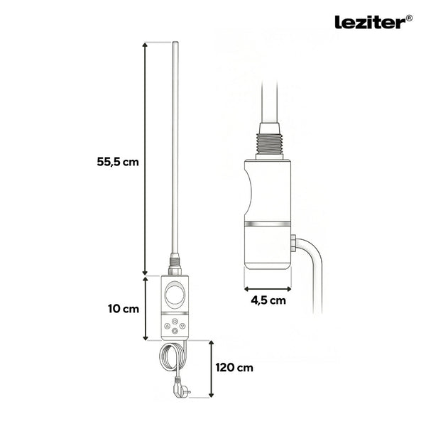 Leziter Uscător de prosoape cu cartuș de încălzire electrică pentru radiator cu termostat digital 600W negru