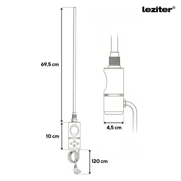 Leziter Uscător de prosoape cu cartuș de încălzire electrică pentru radiator cu termostat digital 800W negru