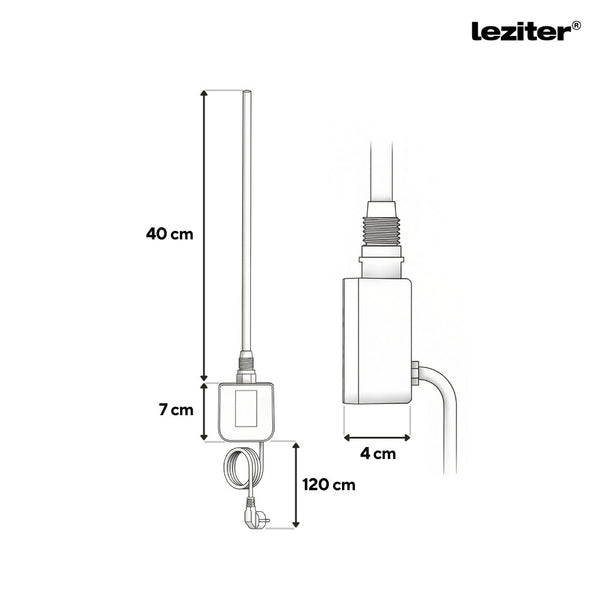 Leziter Wifi încălzire cartuș uscător de prosoape pentru radiator cu termostat digital 400W negru