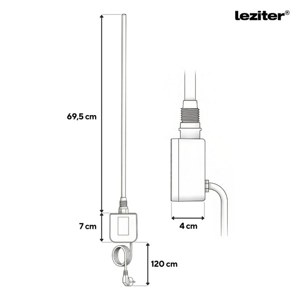 Leziter Încălzitor cu cartuș Wifi pentru uscător de prosoape cu termostat digital 800W negru