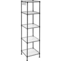 SONGMICS Raft metalic 30x30x124 cm, 5 niveluri, rafturi ajustabile si carlige incluse, structura otel si plastic, negru
