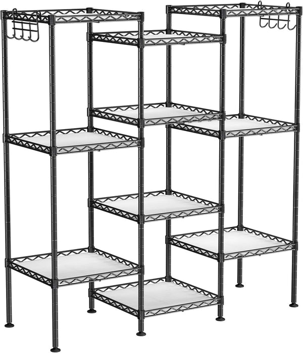 SONGMICS Raft metalic 30x30x124 cm, 5 niveluri, rafturi ajustabile si carlige incluse, structura otel si plastic, negru