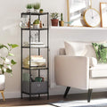 SONGMICS Raft metalic 30x30x124 cm, 5 niveluri, rafturi ajustabile si carlige incluse, structura otel si plastic, negru