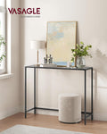 VASAGLE Masa consola 100x20x80 cm, blat sticla securizata si cadru metalic, negru