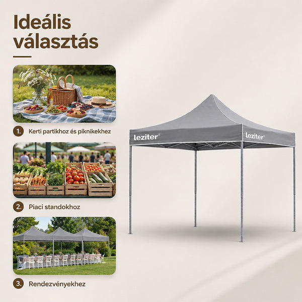 Leziter Foișor de grădină pliabil 3x4,5 m gri