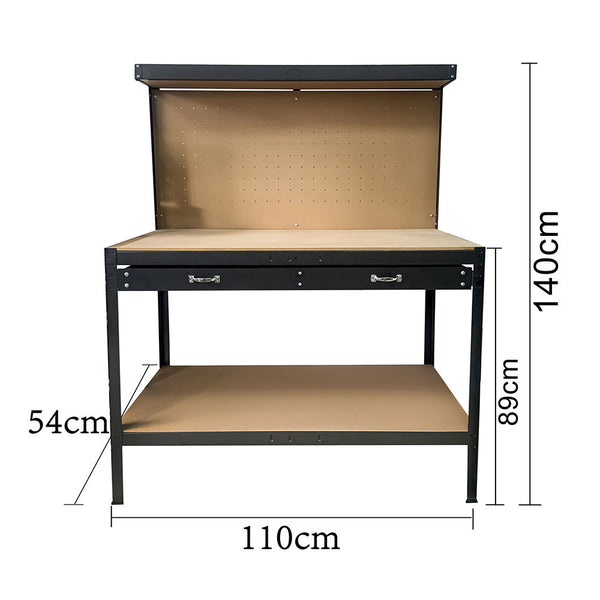Leziter Banc de lucru cu sertar, negru