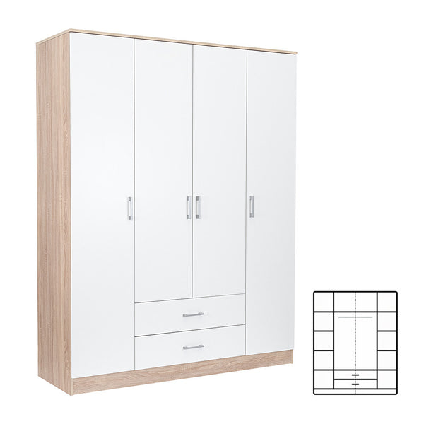 Leziter Dulap Miami 160x205 cm alb-stejar sonoma