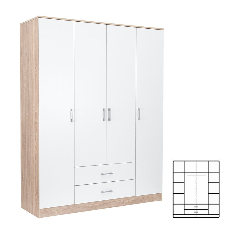 Leziter Dulap Miami 160x205 cm alb-stejar sonoma