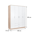 Leziter Dulap Miami 160x205 cm alb-stejar sonoma