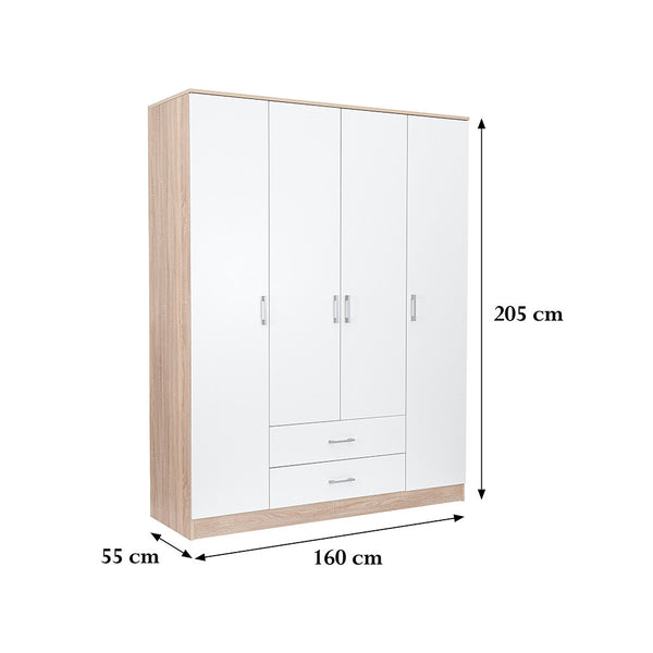 Leziter Dulap Miami 160x205 cm alb-stejar sonoma