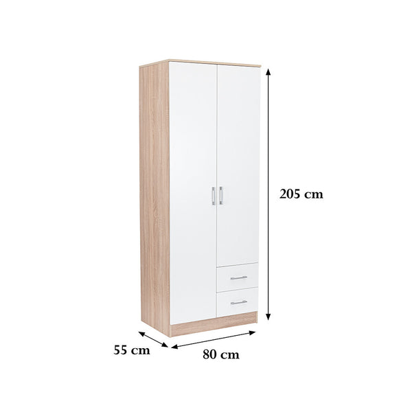 Leziter Dulap Miami 80x205 cm alb-stejar sonoma