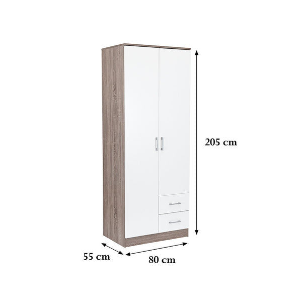 Leziter Dulap Miami 80x205 cm alb-stejar York