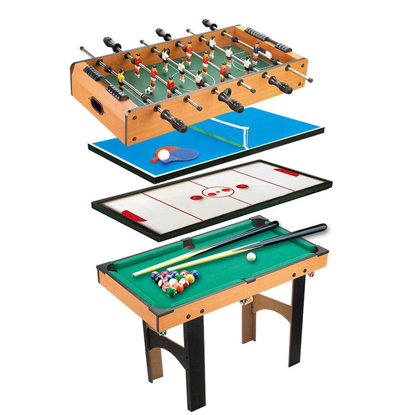 Leziter Masă de joc 4 în 1 pentru foosball, ping-pong, biliard și air hockey